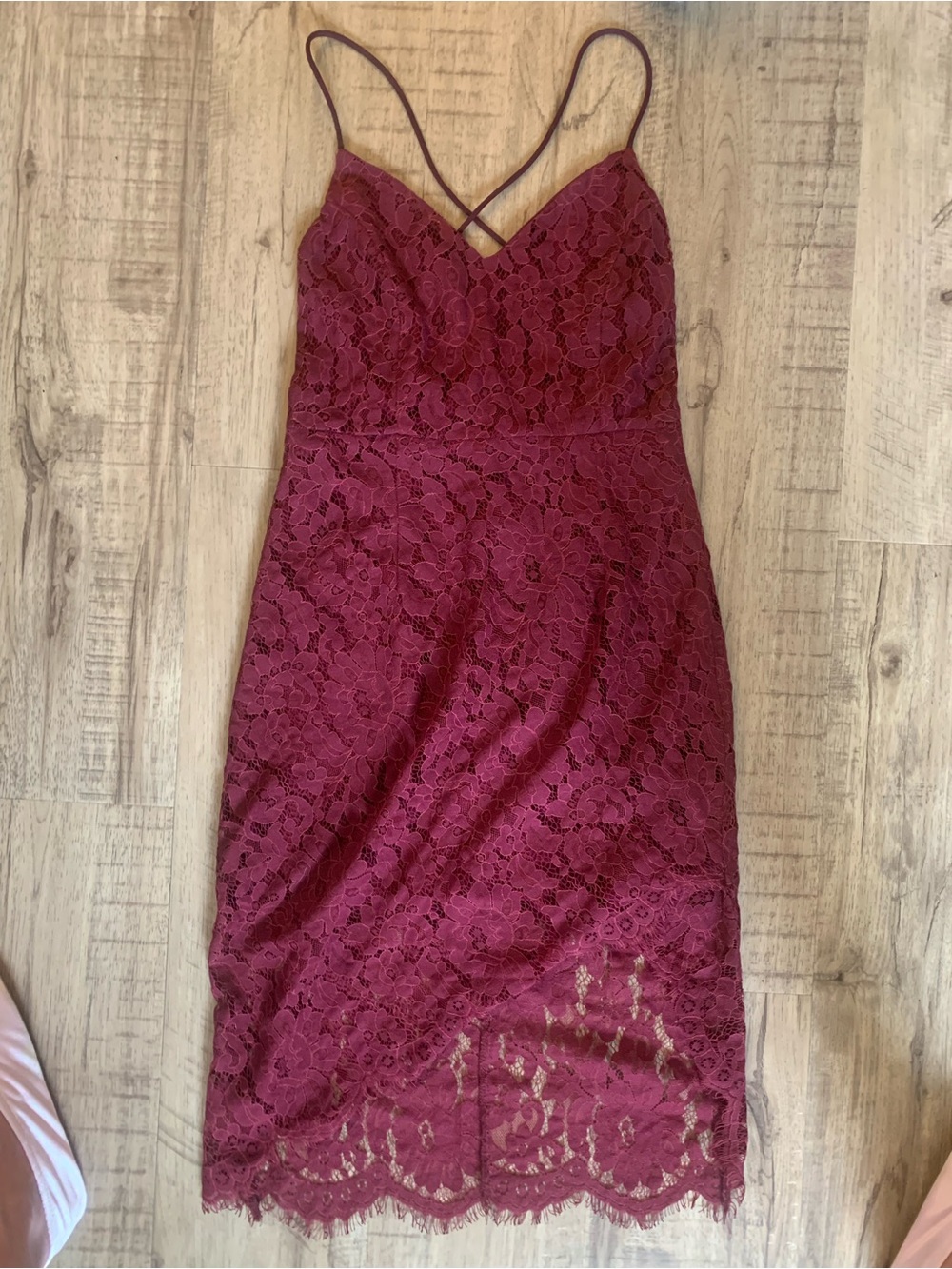 Blue Blush - Burgundy Lace High-low Corset Back Sleevless Dress